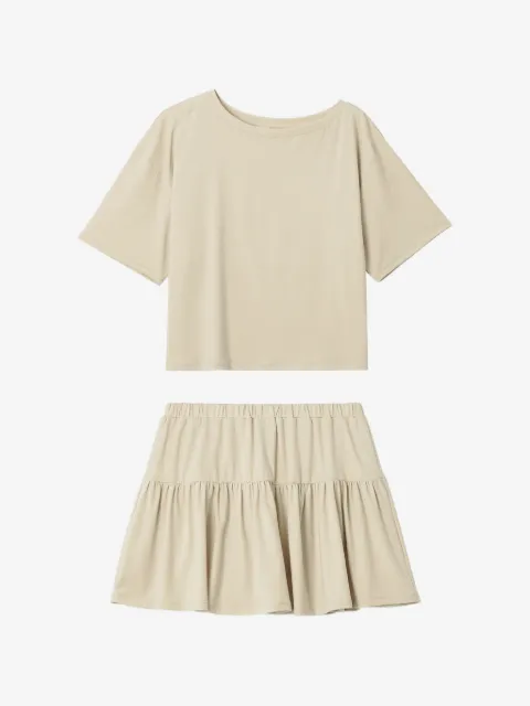 b+ab off-shoulder tiered pyjama set