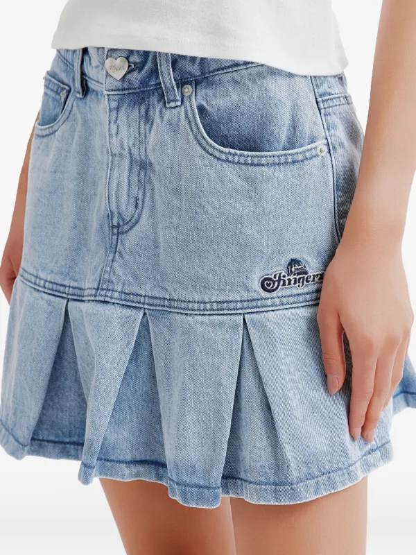 FINGERCROXX Pleated Denim Mini Skirt | Blue | FARFETCH
