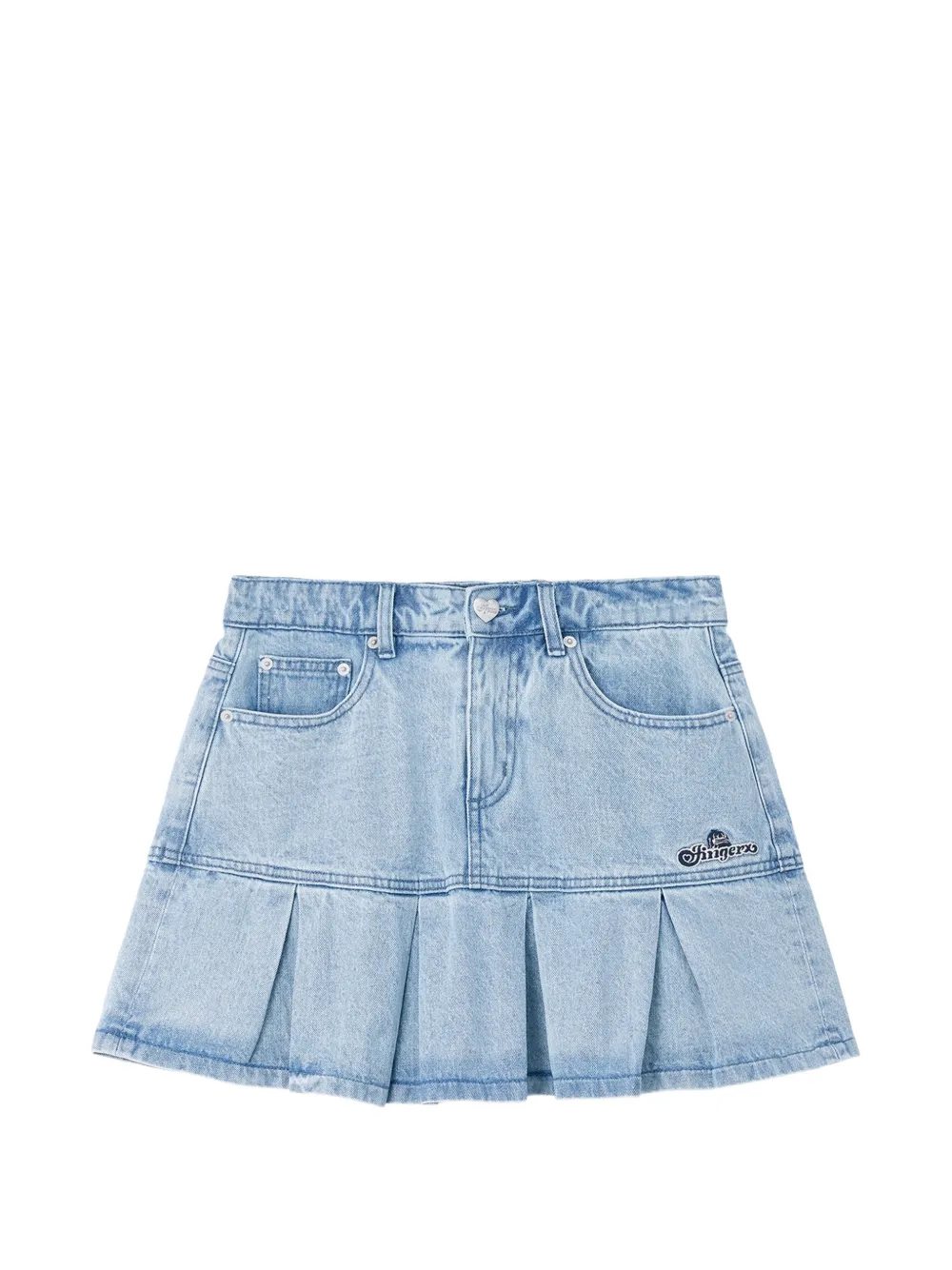 FINGERCROXX pleated denim mini skirt - Blu