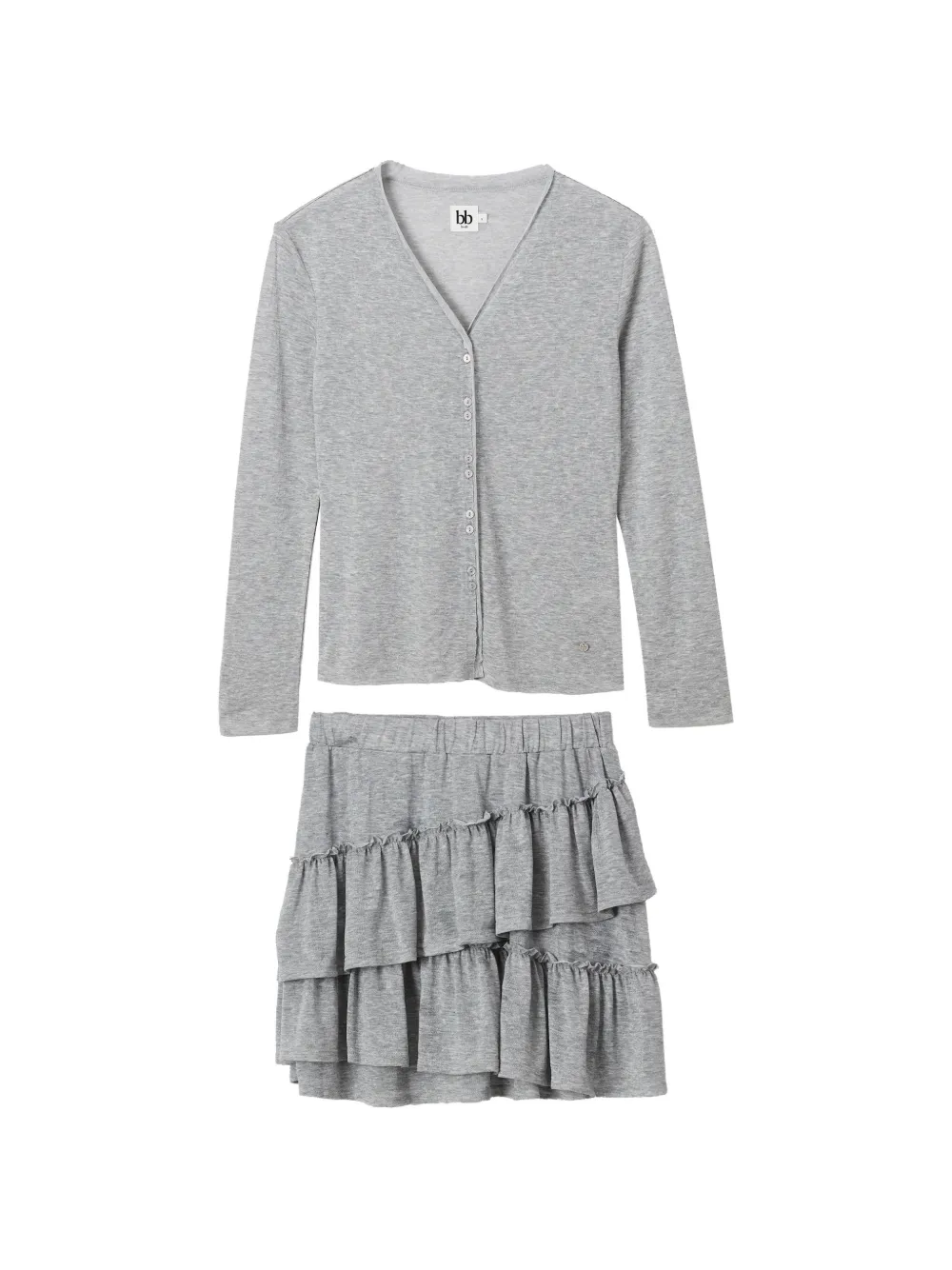 b+ab ruffled-tiered skirt set - Grigio