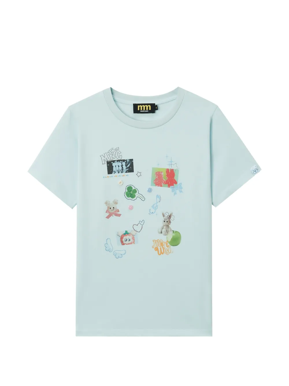 Mini Cream graphic-print T-shirt - Blu