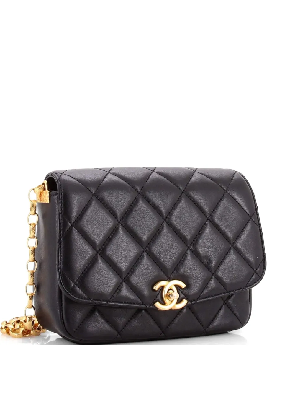 CHANEL Pre-Owned CC Coin Chain Flap Bag Quilted Lambskin Small crossbody bag - Nero