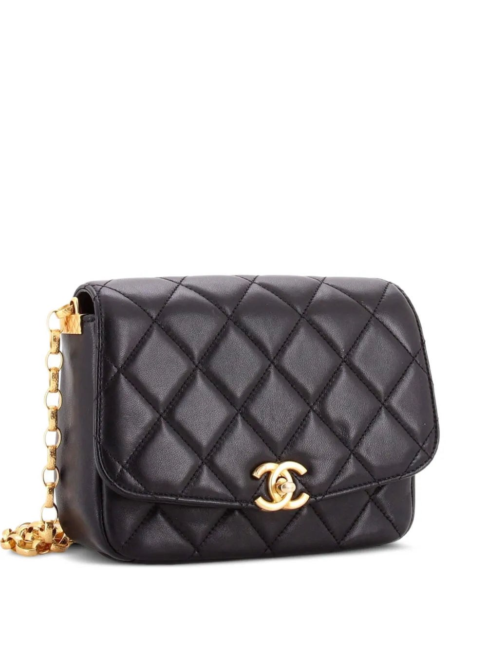 CHANEL Pre-Owned CC Coin Chain Flap Bag Quilted Lambskin Small crossbody bag - Schwarz