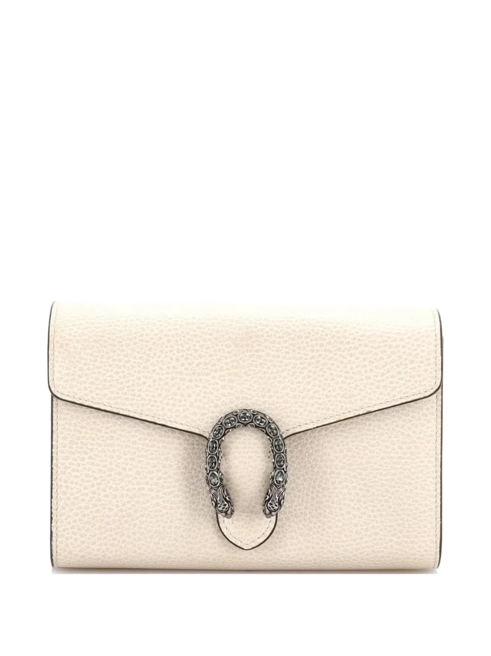 Pre-owned Gucci Dionysus Chain Wallet Leather With Embellished Detail Small Crossbody Bag In Neutral