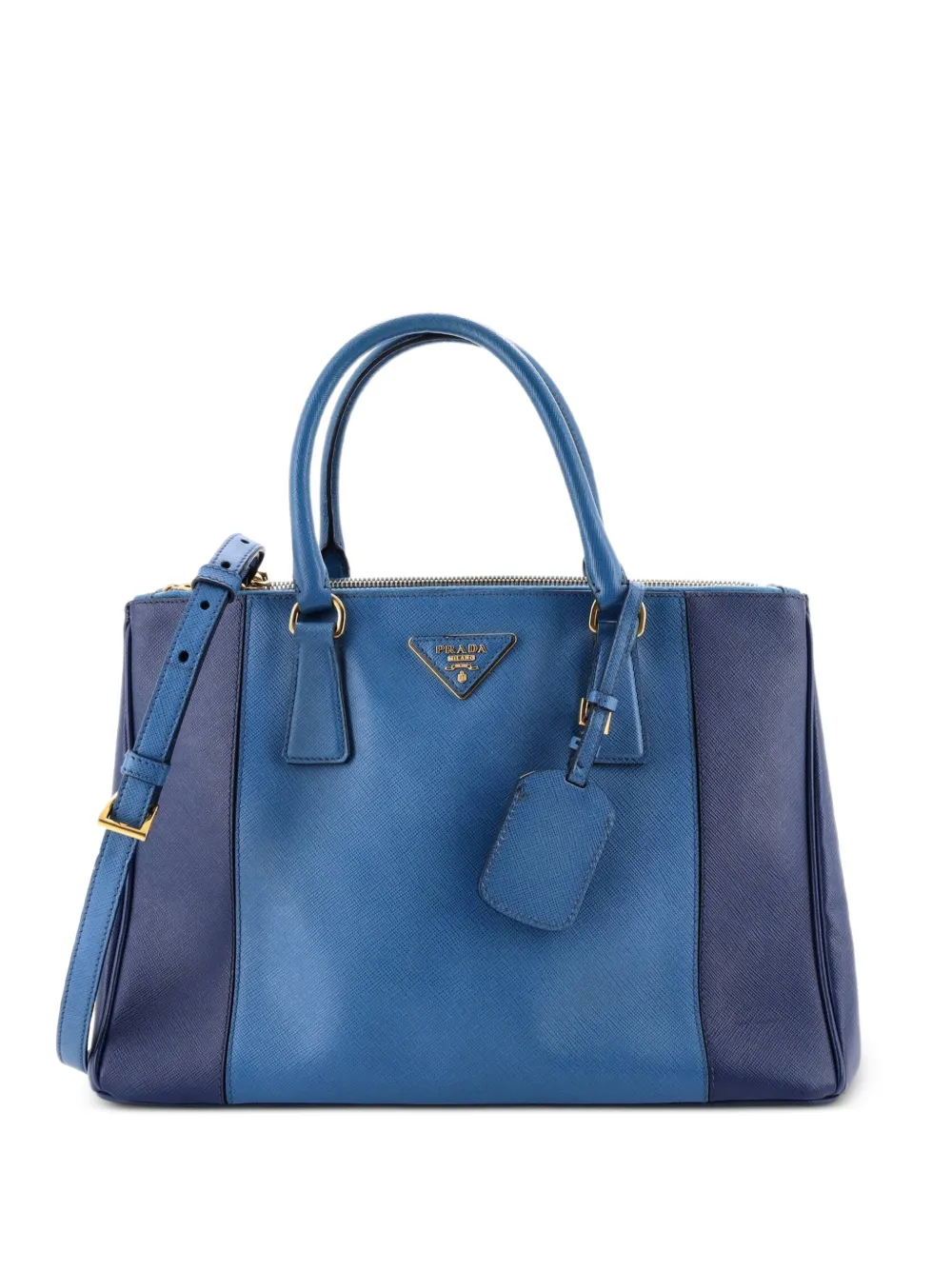 Prada Pre-Owned Bicolor Double Zip Lux Saffiano Leather Medium tote bag - Blu