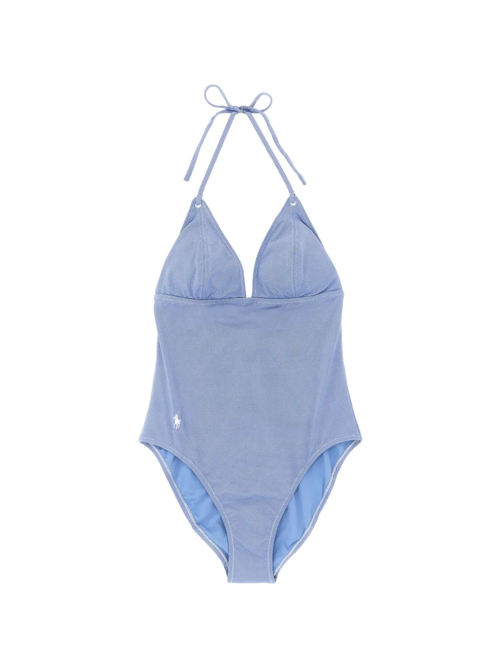 Polo Ralph Lauren halterneck embroidery swimsuit - Blu