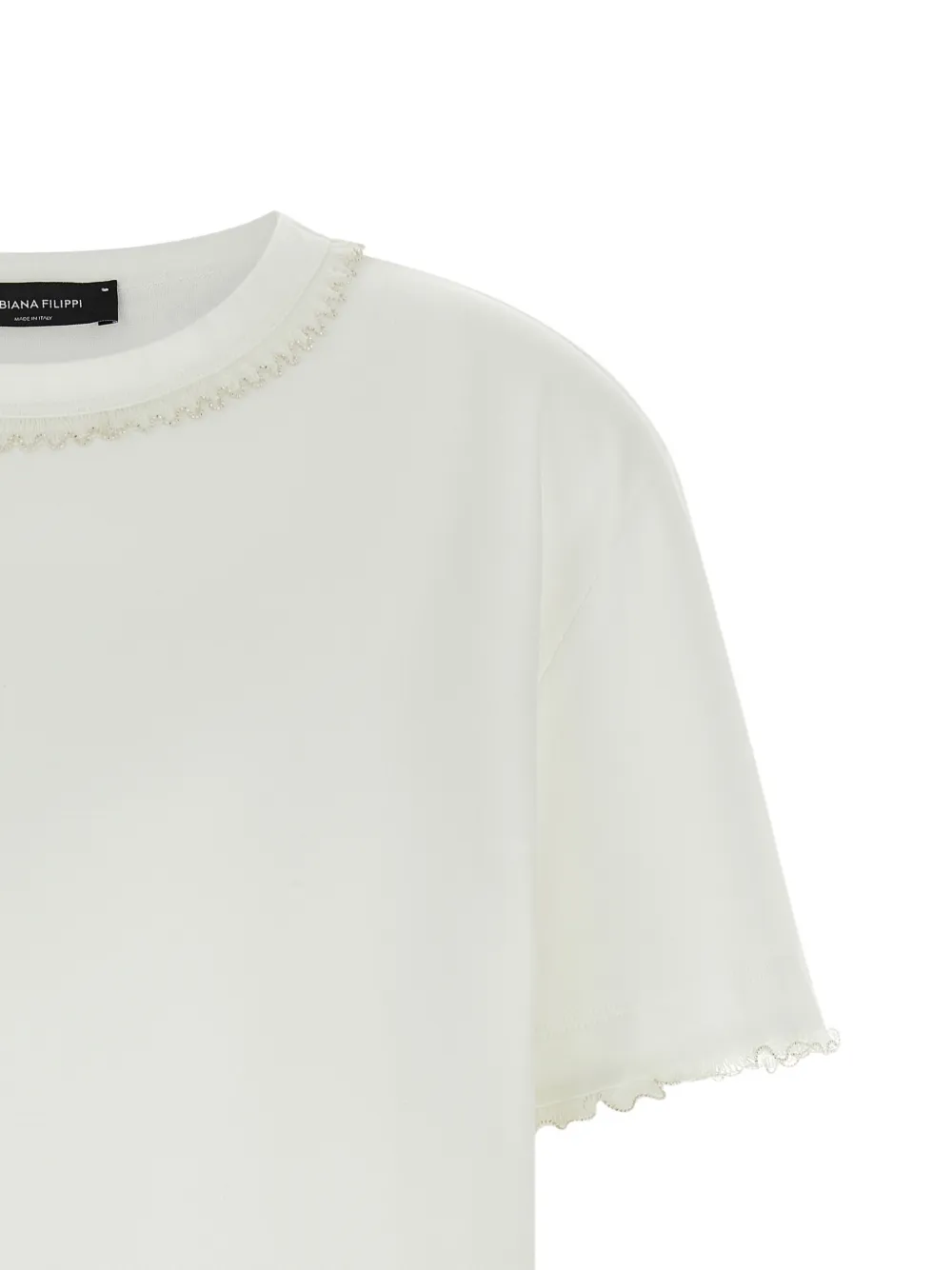 Fabiana Filippi T-shirt met ronde hals en borduurwerk Wit