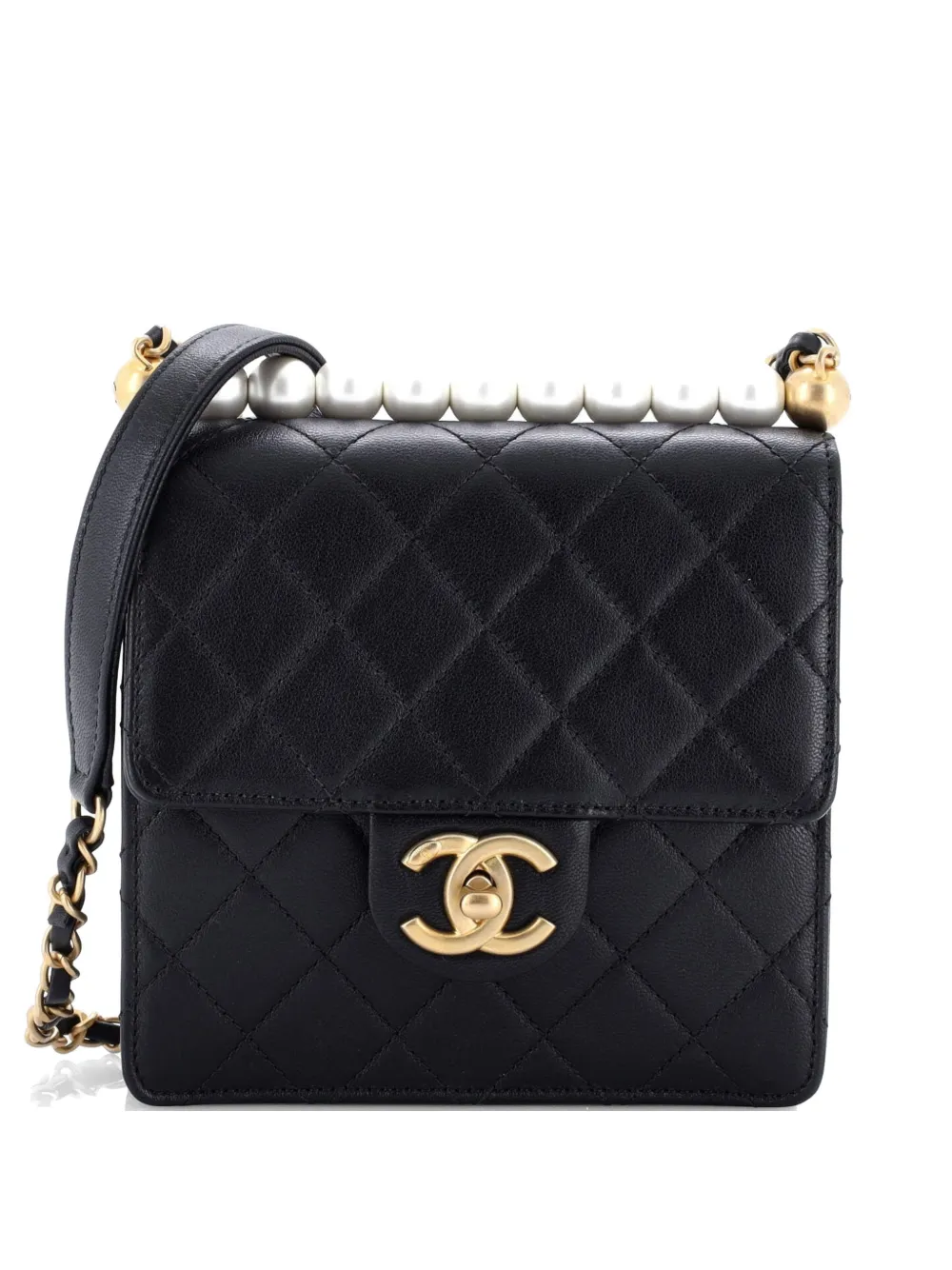 CHANEL Pre-Owned Chic Pearls Flap Bag Quilted Goatskin Mini crossbody bag - Nero