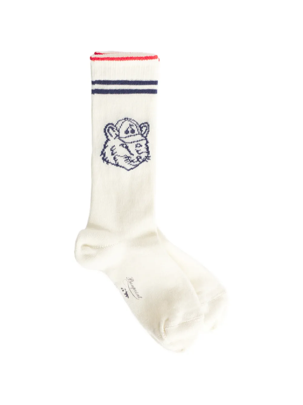 MAISON KITSUNE KIDS x Bonpoint Lian logo-intarsia striped socks - Toni neutri