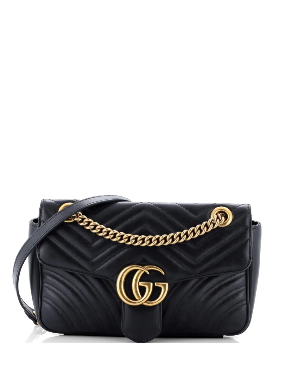 Gucci Pre-Owned GG Marmont Flap Bag Matelasse Leather Small crossbody bag - Nero