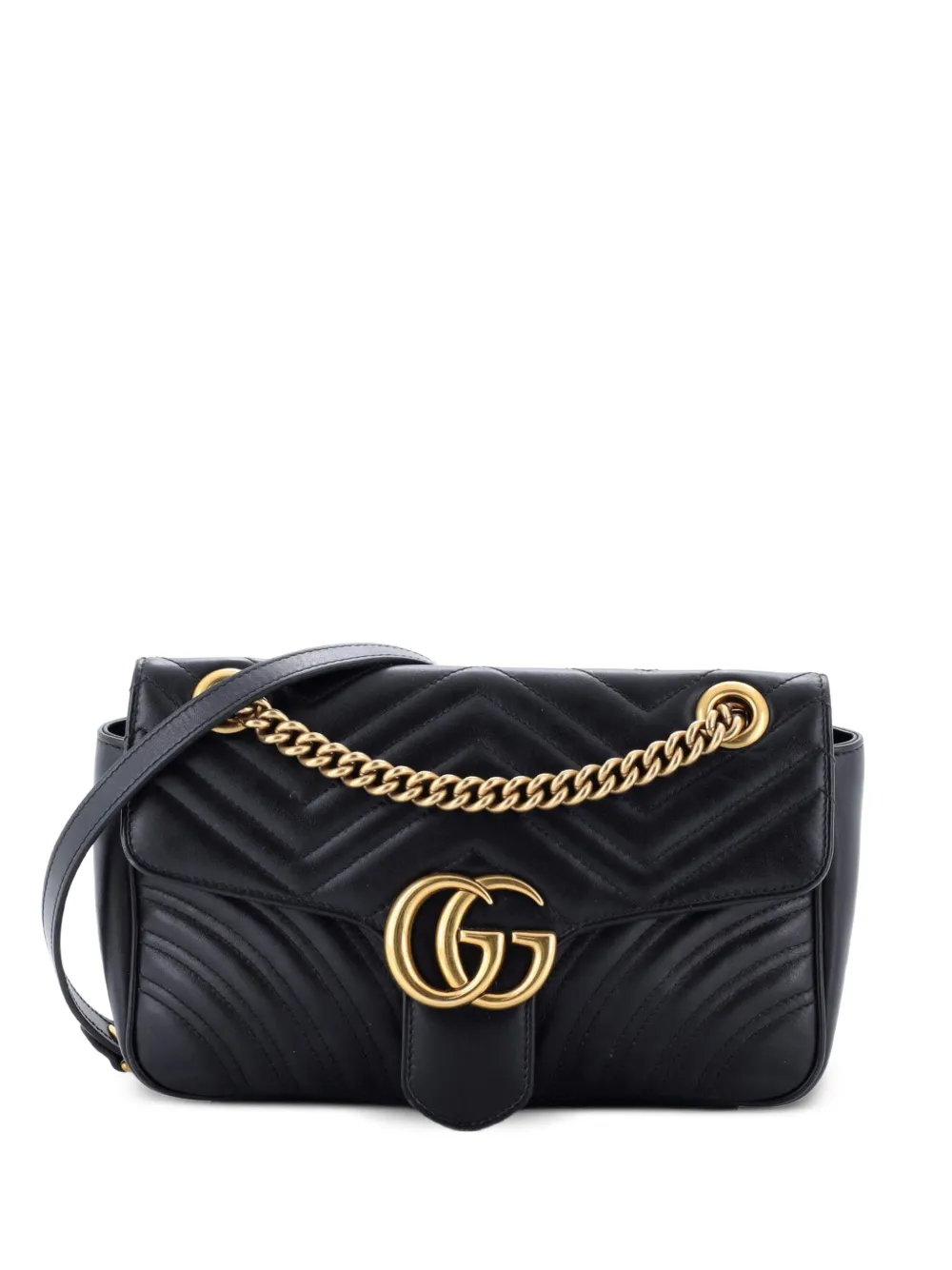 Gucci Pre-Owned GG Marmont Flap Bag Matelasse Leather Small crossbody bag - Nero