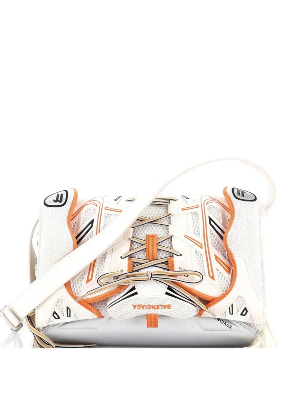 Balenciaga Pre-Owned SneakerHead Flap Mesh and Faux Leather Small crossbody bag - Bianco