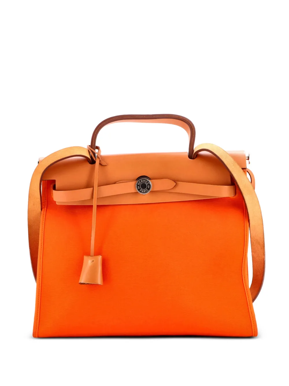 Hermès Pre-Owned Herbag Zip Leather and Toile 31 shoulder bag - Orange