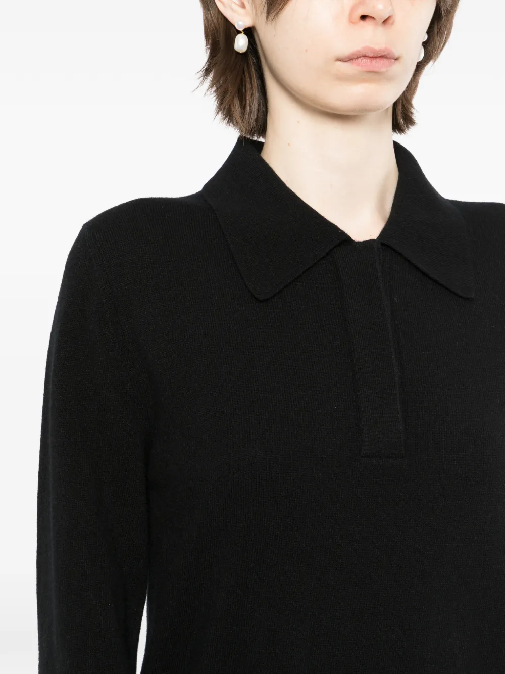 Jil Sander Lichtgewicht wollen polotrui Zwart