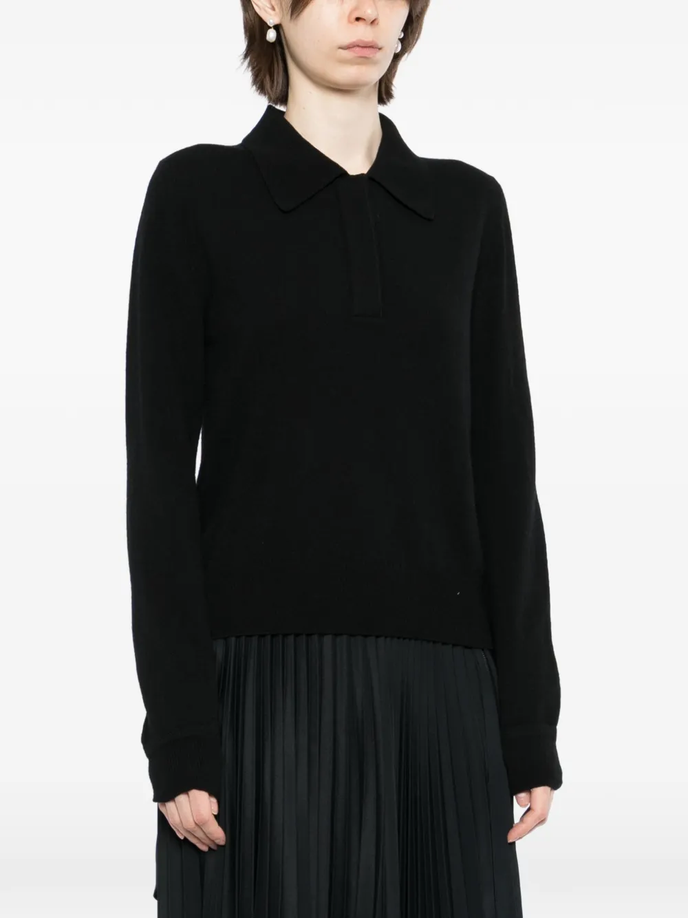 Jil Sander Lichtgewicht wollen polotrui Zwart