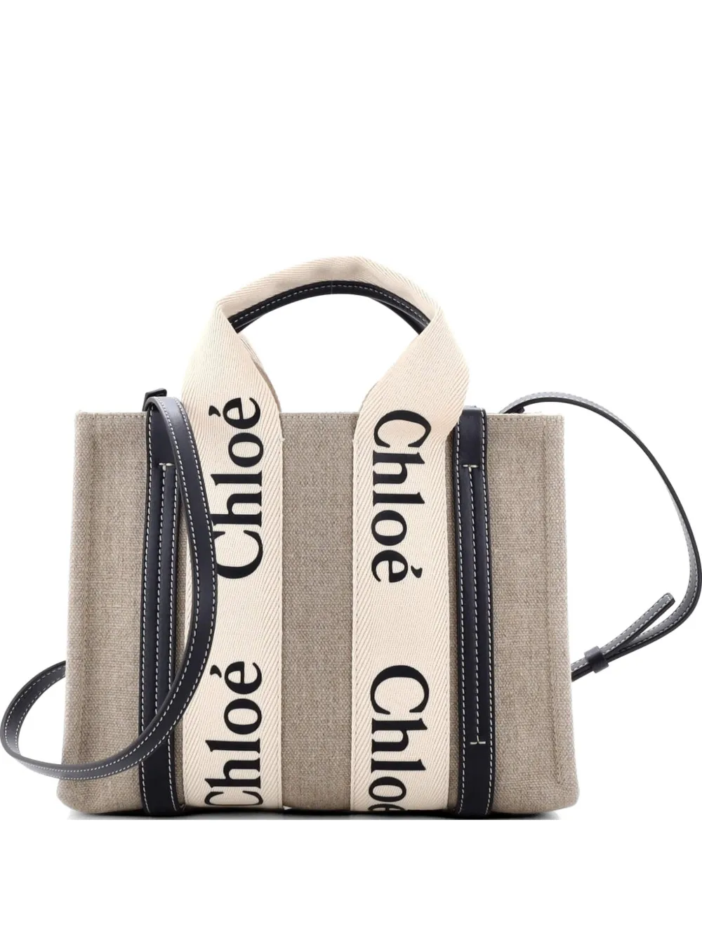 Chloé Pre-Owned Woody Canvas with Leather Small tote bag - Toni neutri