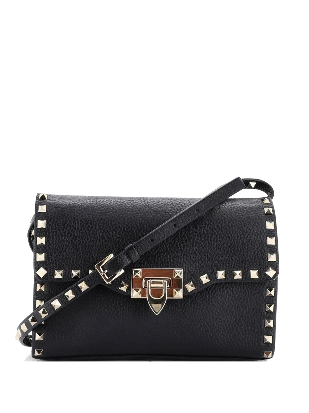 Valentino Garavani Pre-Owned Rockstud Flip Lock Flap Bag Leather Small shoulder bag - Nero