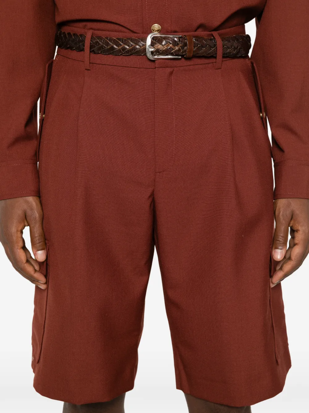 Drôle De Monsieur Geplooide cargo shorts Bruin