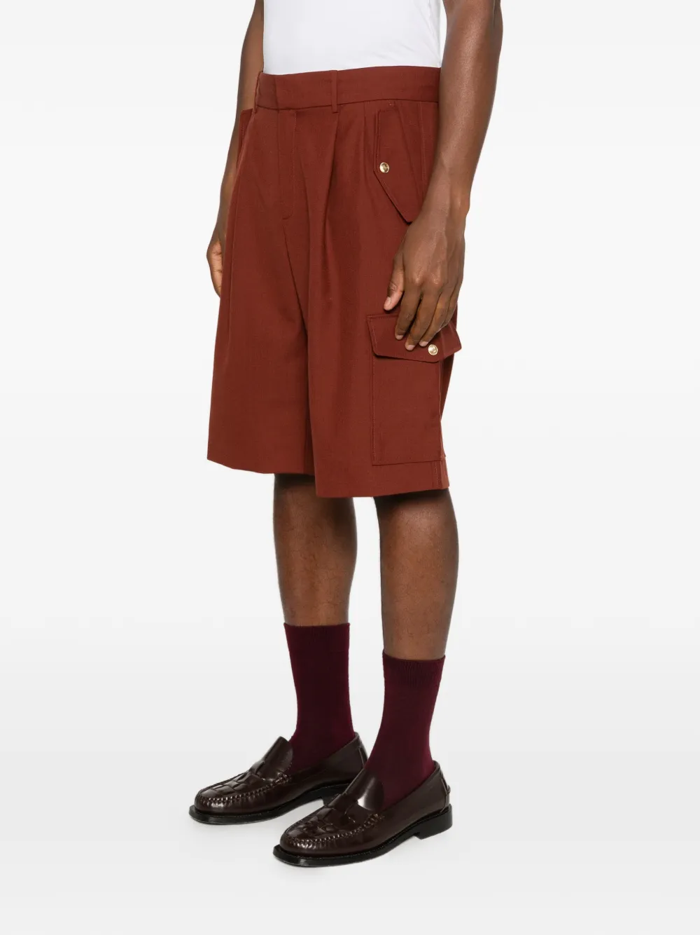 Drôle De Monsieur Geplooide cargo shorts Bruin