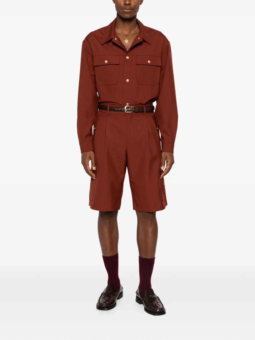 Drôle De Monsieur Geplooide cargo shorts Bruin
