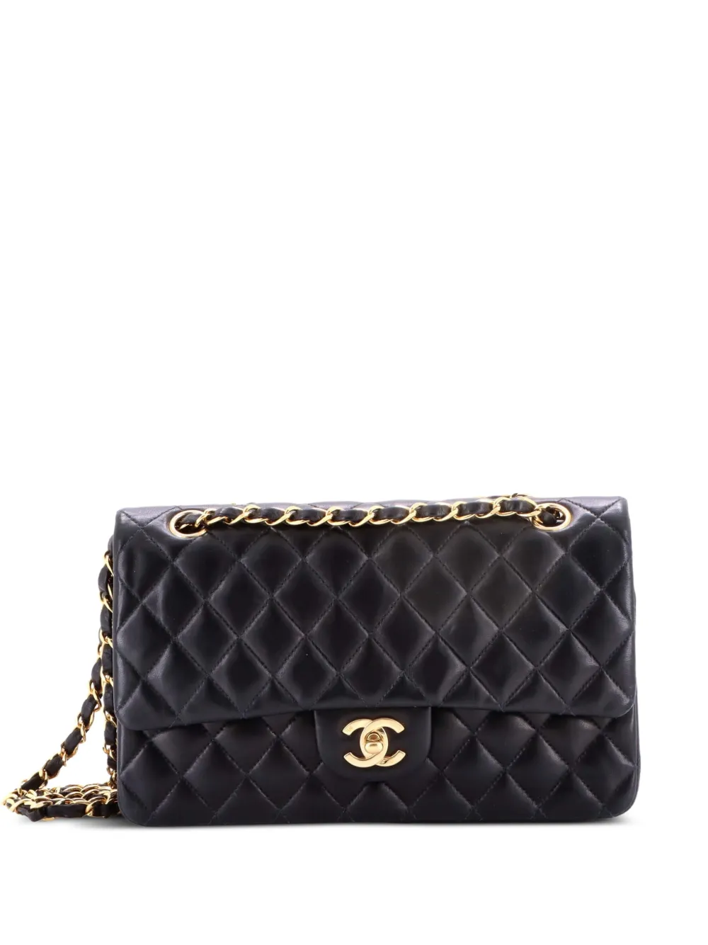 CHANEL Pre-Owned Classic Double Flap Bag Quilted Lambskin Medium shoulder bag - Nero