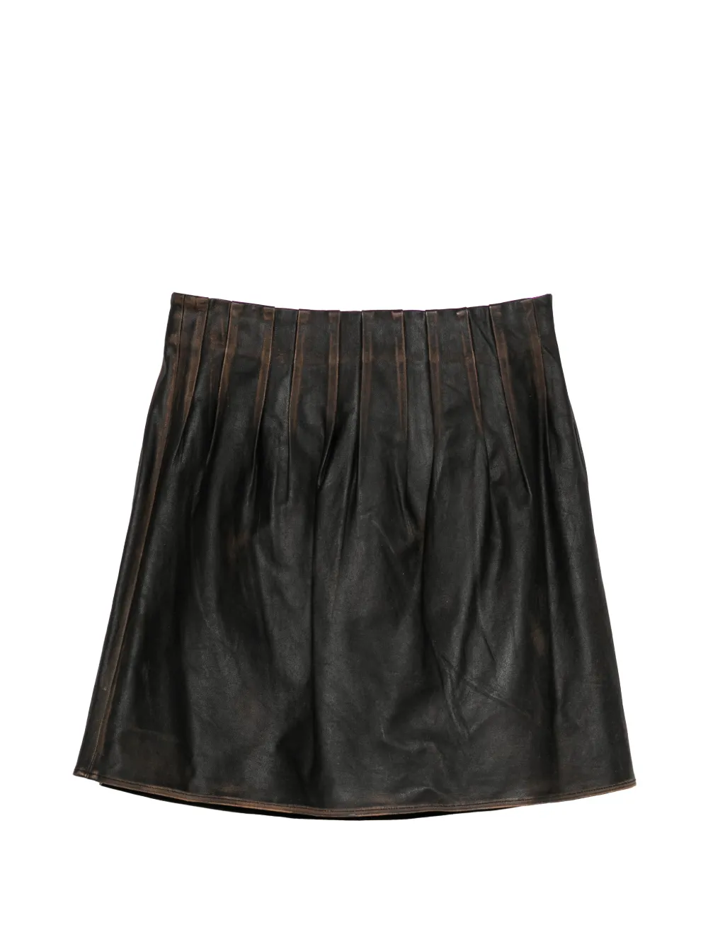 SHUSHU/TONG leather mini skirt - Marrone