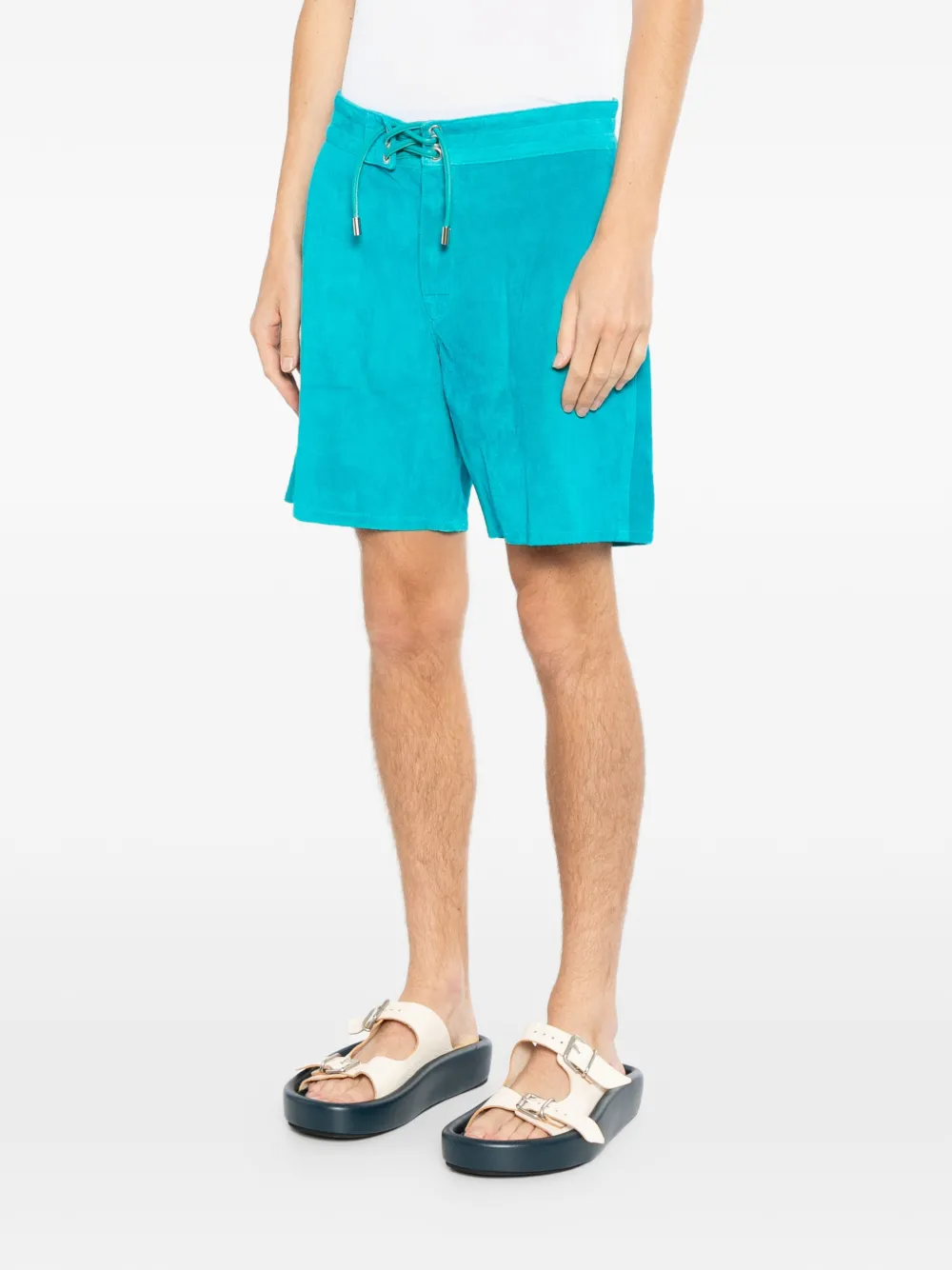  A Leather Bermudas Con Paneles - Azul 