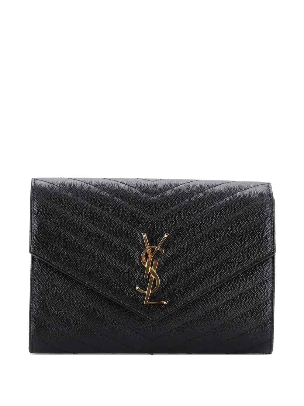 Saint Laurent Pre-Owned Classic Monogram Envelope Wristlet Matelasse Chevron Leather clutch bag - Schwarz