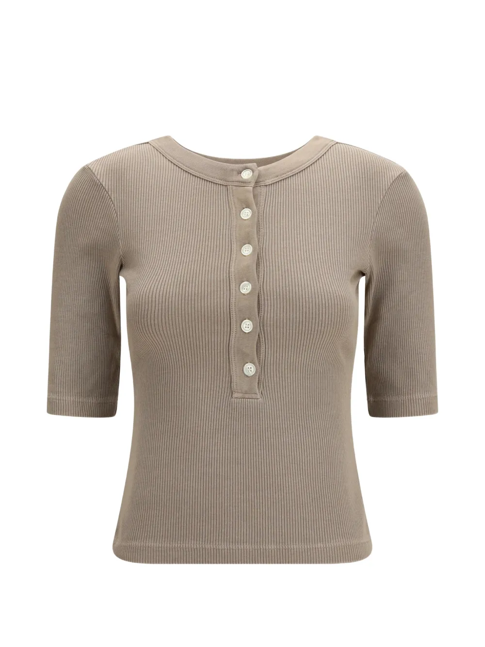 Citizens of Humanity Nali ribbed-knit Henley T-shirt - Marrone