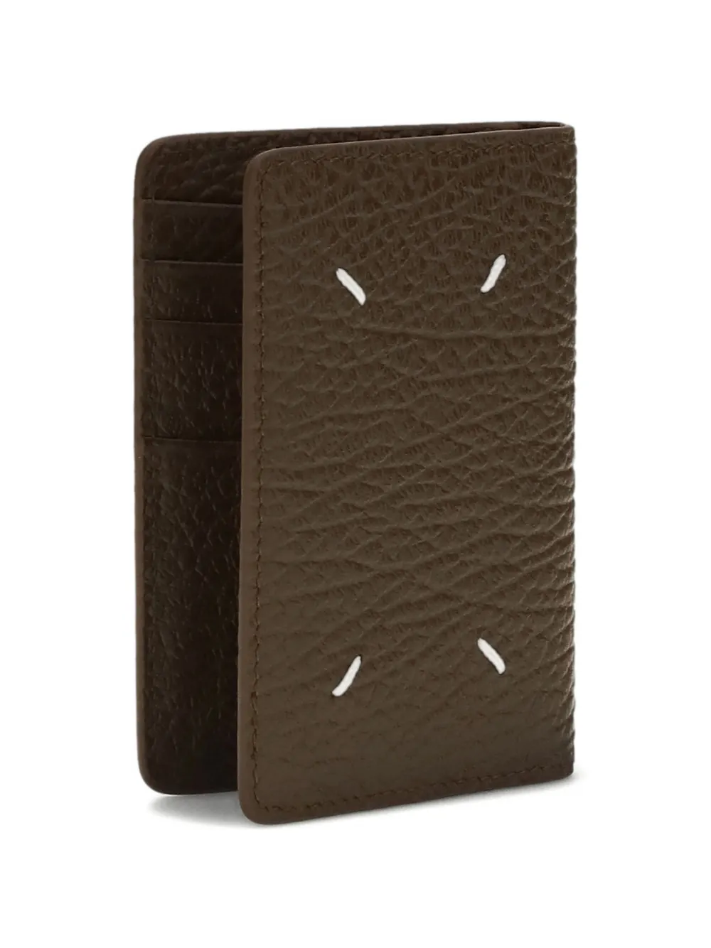 Maison Margiela four-stitch leather card holder - Marrone