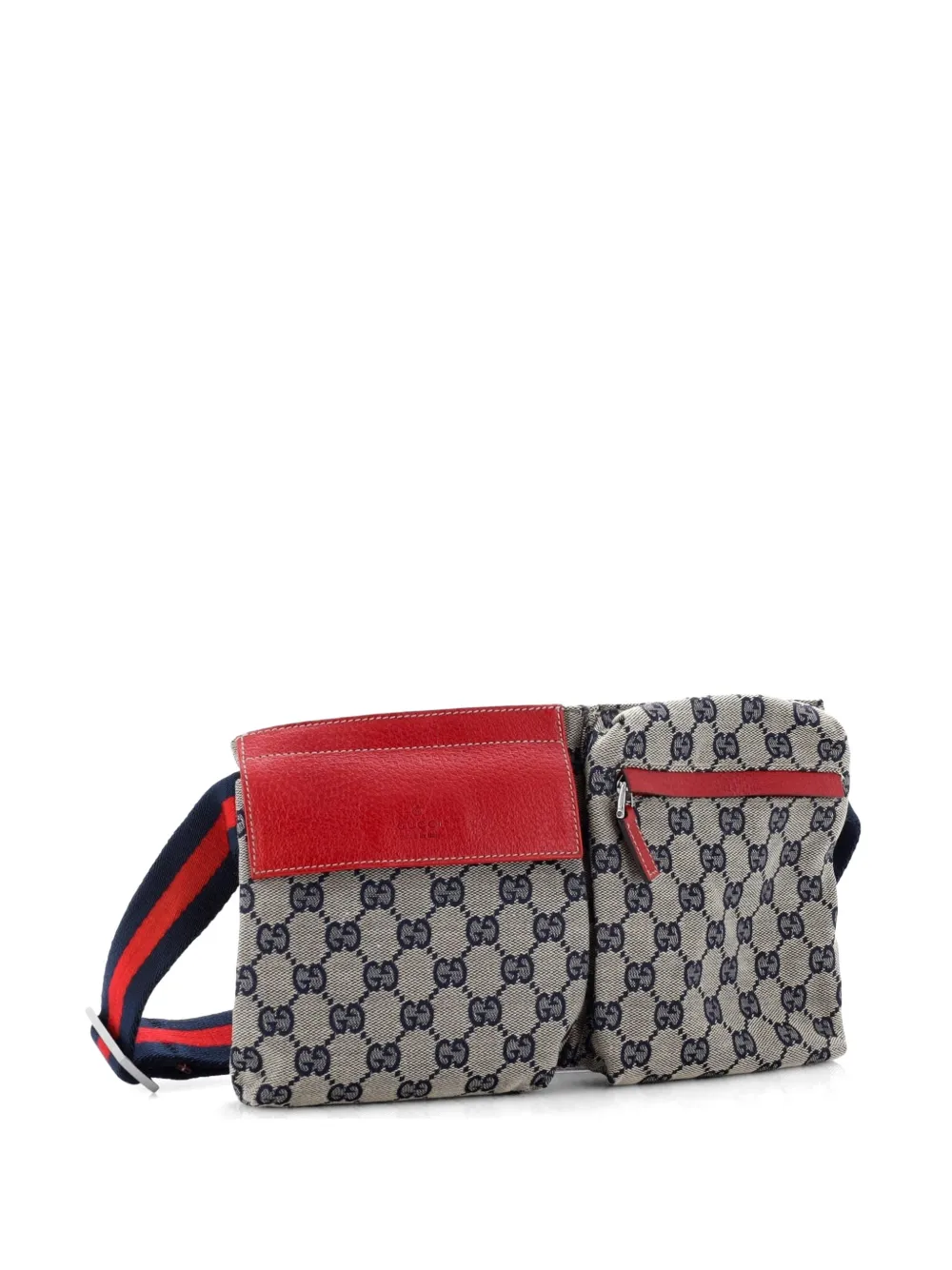 Gucci Pre-Owned Vintage Double GG Canvas with Leather belt bag - Blu