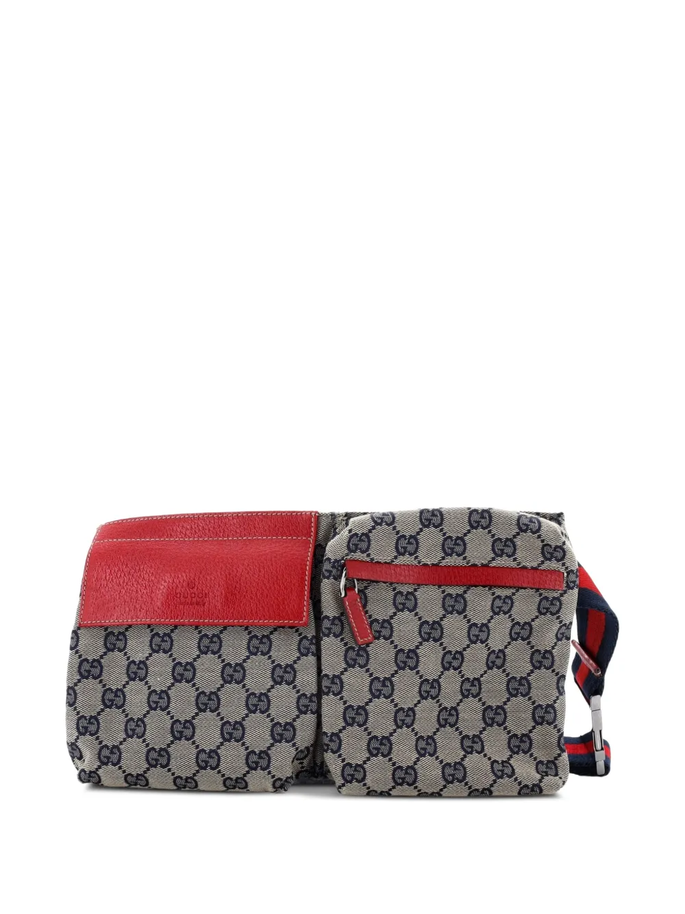 Gucci Pre-Owned Vintage Double GG Canvas with Leather belt bag - Blu