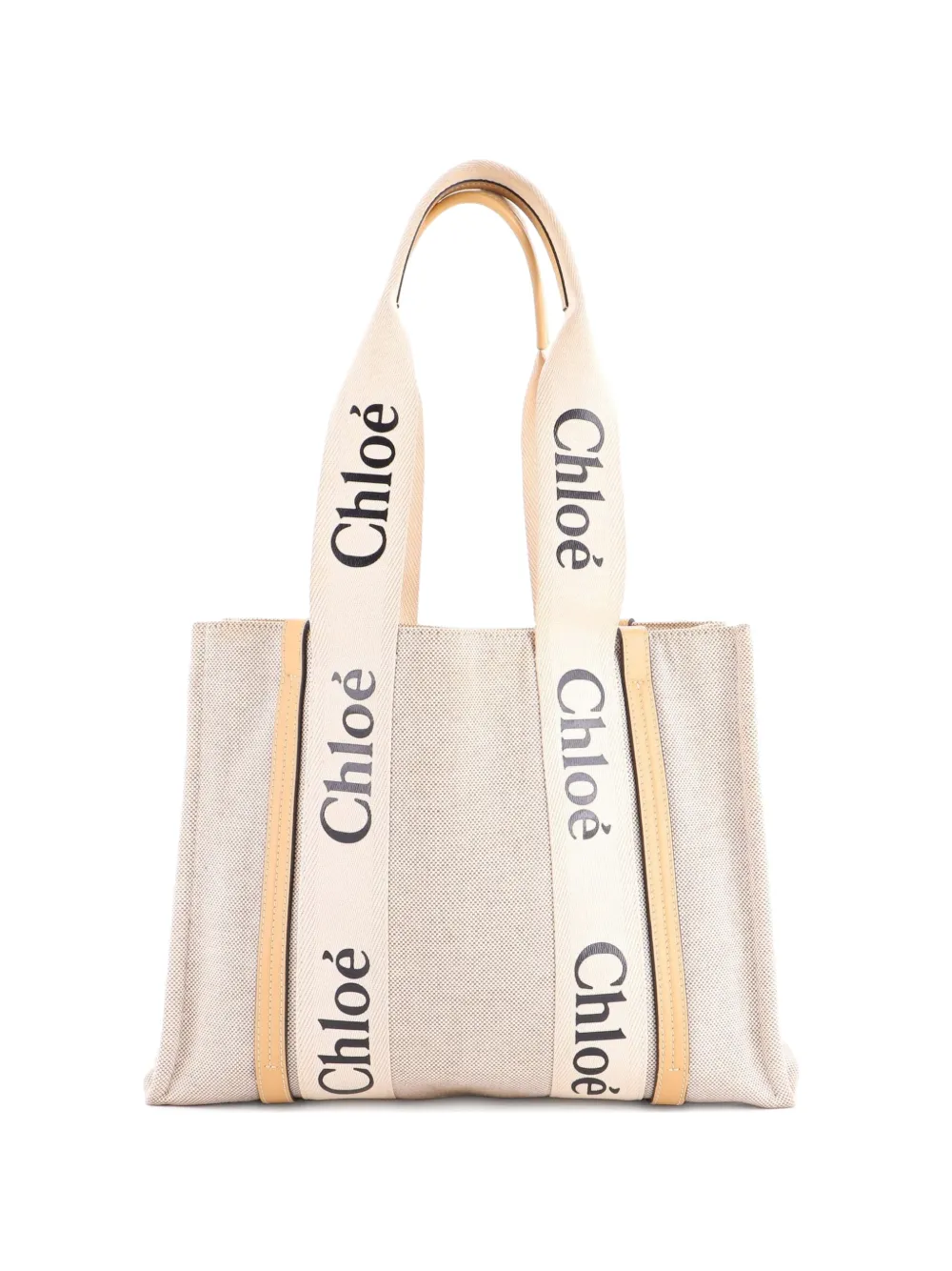 Chloé Pre-Owned Woody Canvas with Leather Medium tote bag - Toni neutri