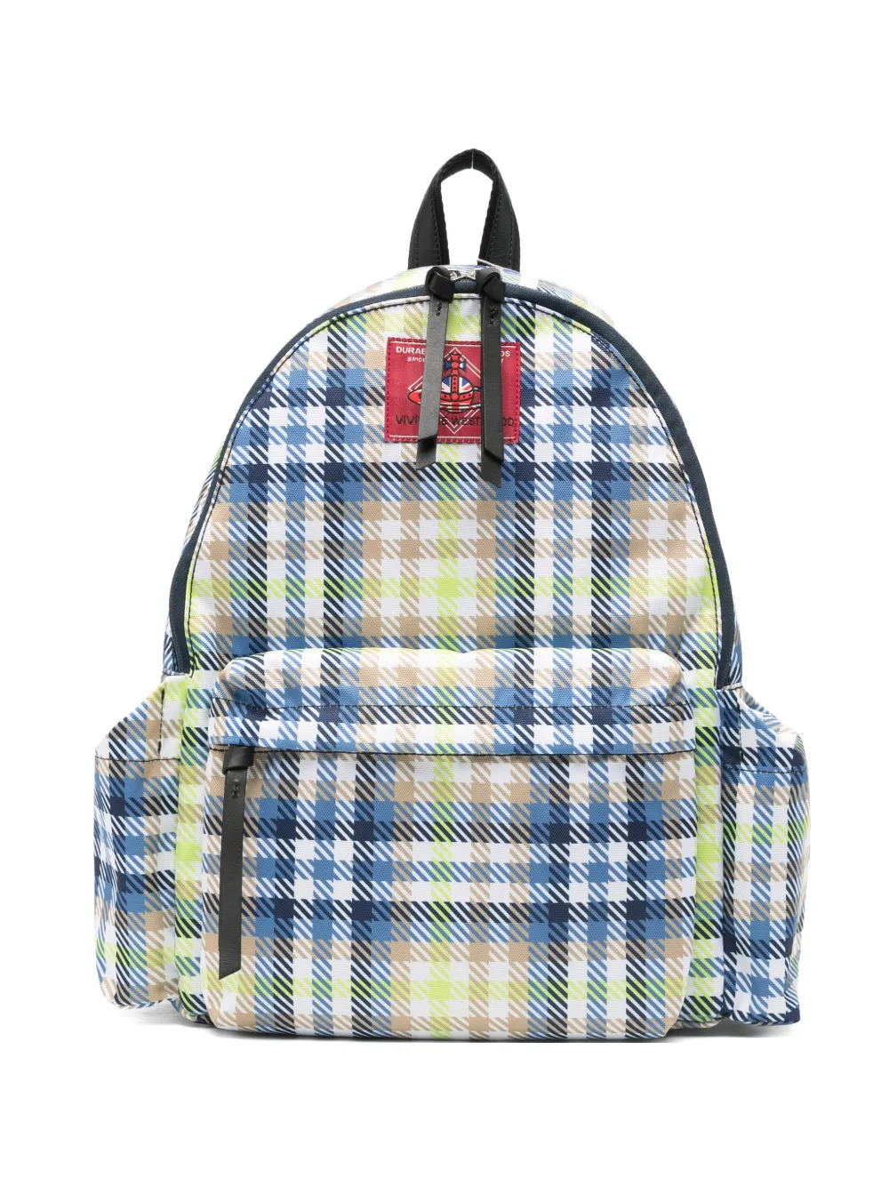 Vivienne Westwood medium George check-pattern logo-patch backpack - Blu