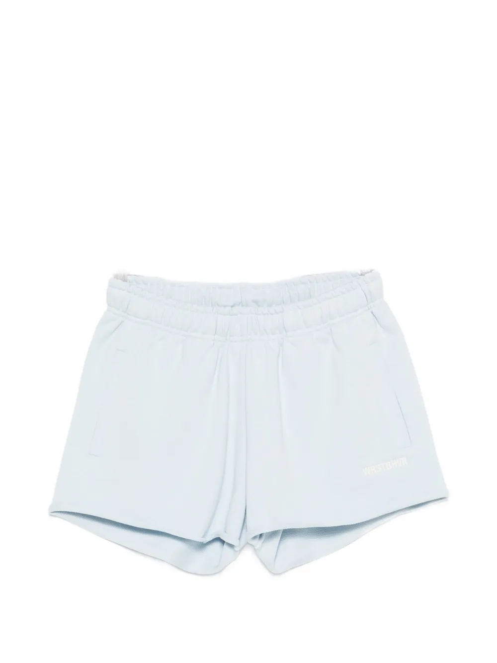 WRSTBHVR Itia logo-embroidered raw-edge shorts - Blu