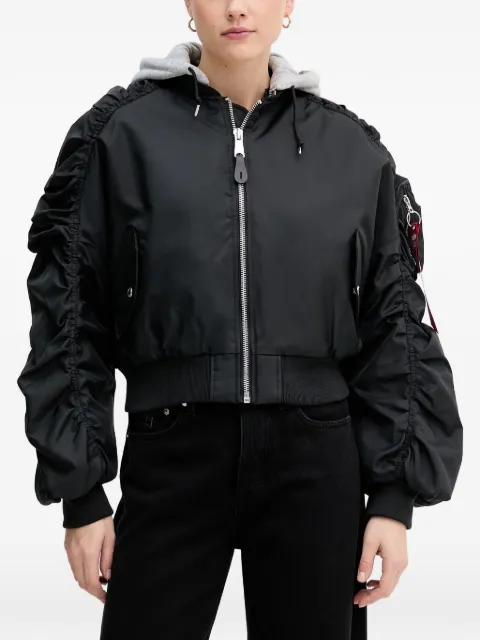 Alpha Industries ruched hooded bomber jacket