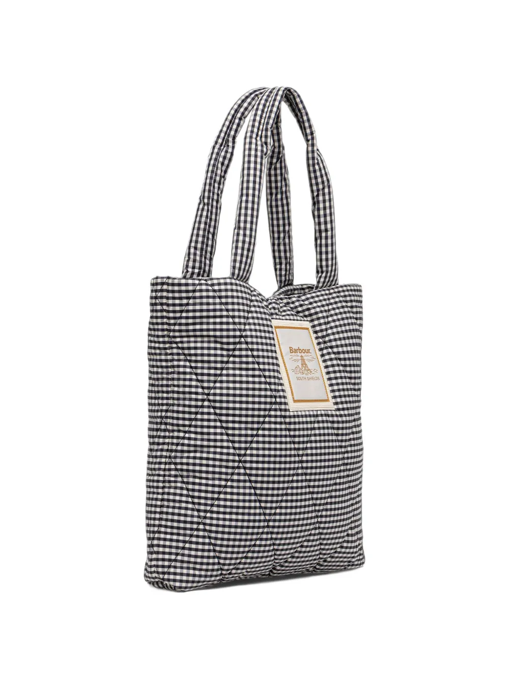 Barbour Riah quilted gingham shoulder bag Zwart