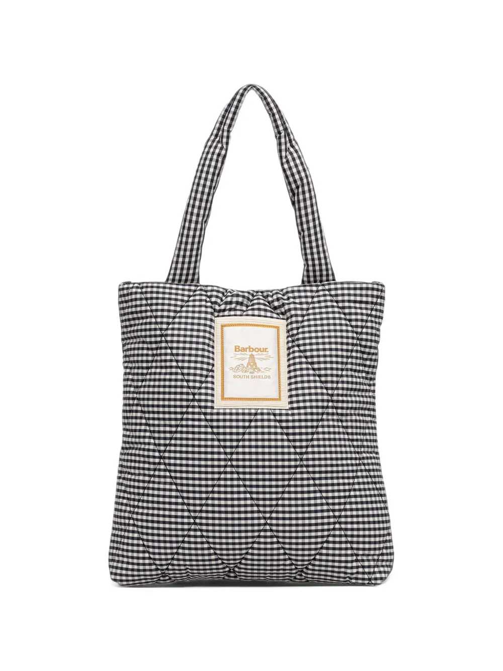 Barbour Riah quilted gingham shoulder bag Zwart