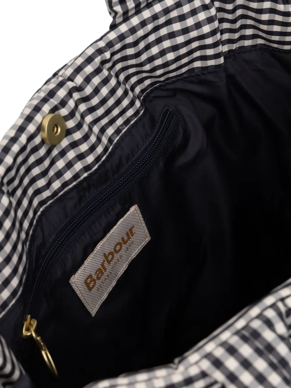 Barbour Riah quilted gingham shoulder bag Zwart