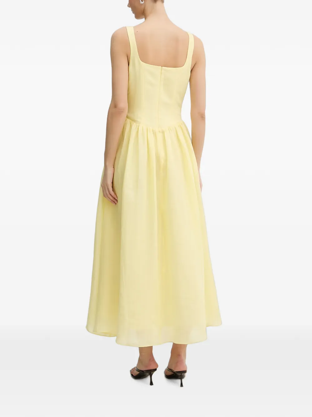 Bardot Lawrence flared midi-jurk met vlak Geel