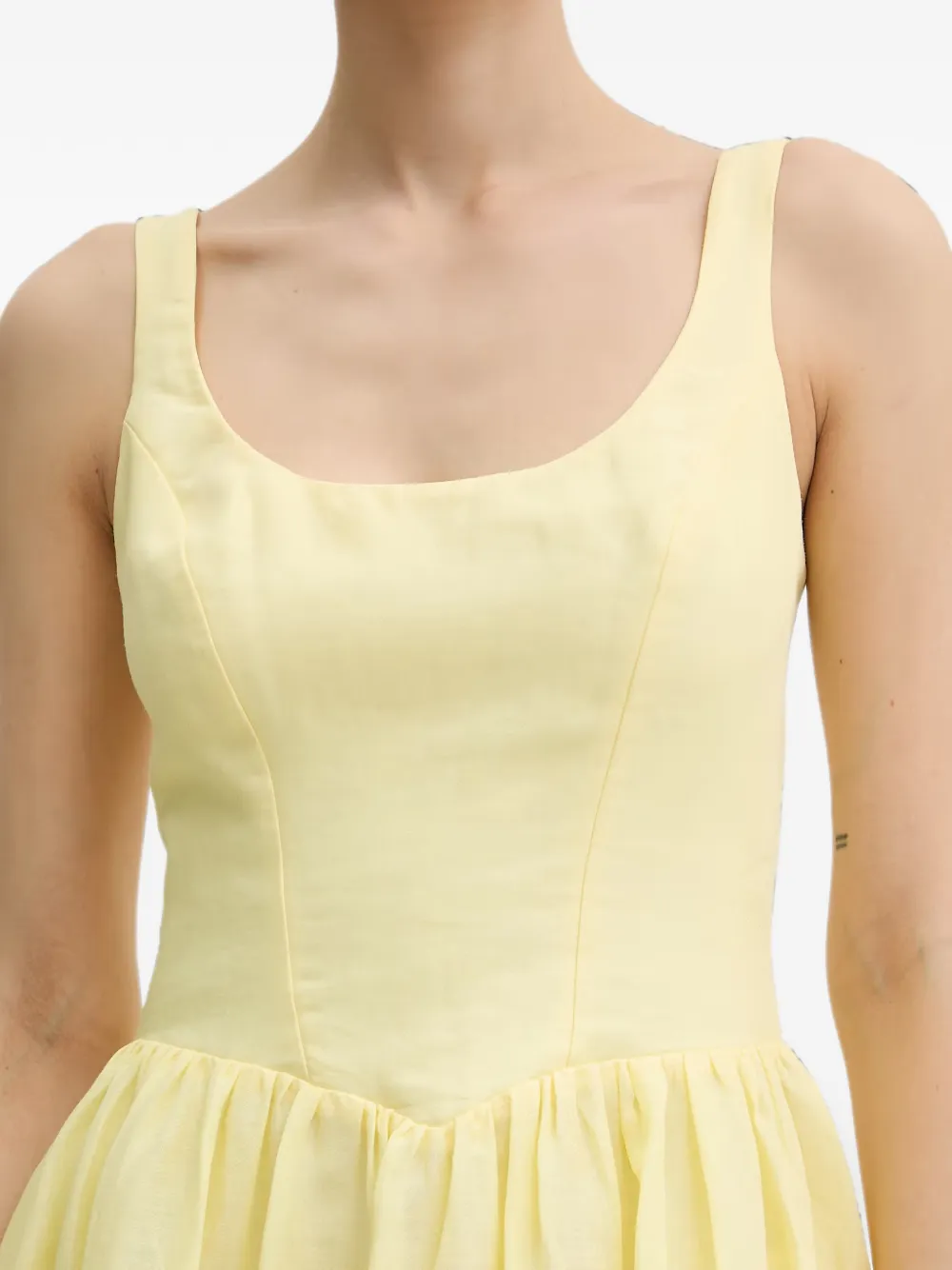 Bardot Lawrence flared midi-jurk met vlak Geel