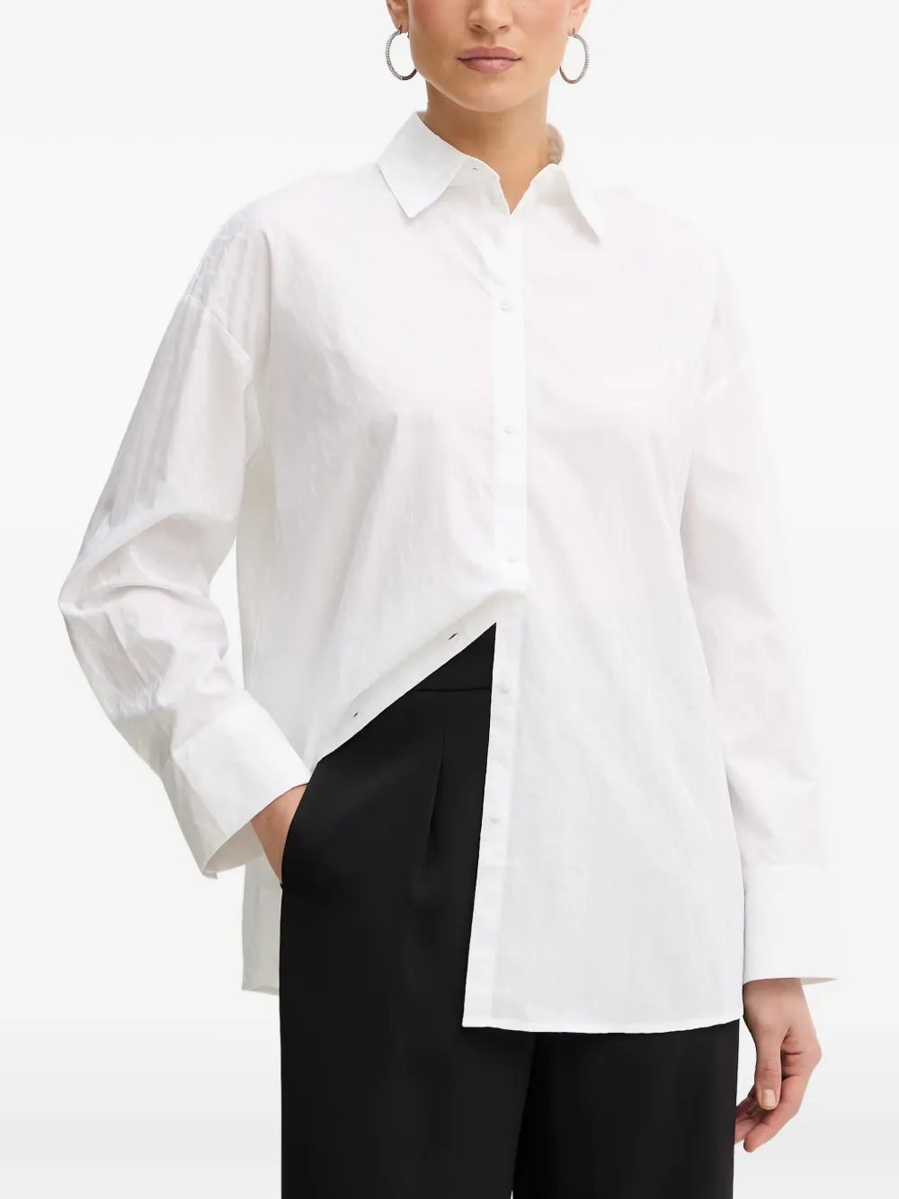 Armani Exchange logo-jacquard long-sleeve shirt - Bianco