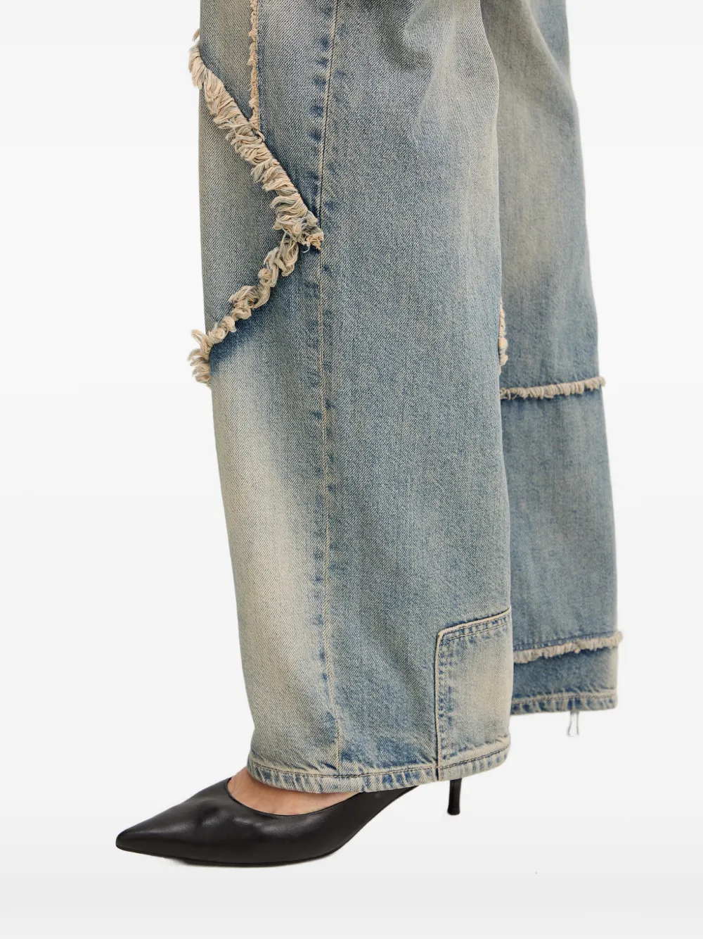 Armani Exchange Jeans met patchwork en franje Blauw