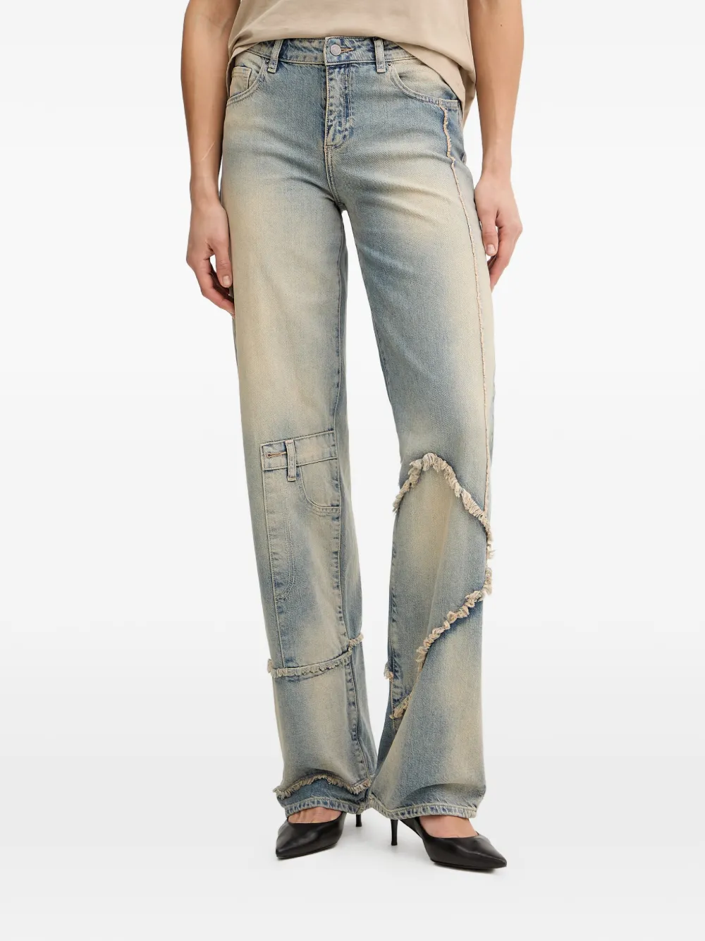 Armani Exchange frayed patchwork jeans - Blu
