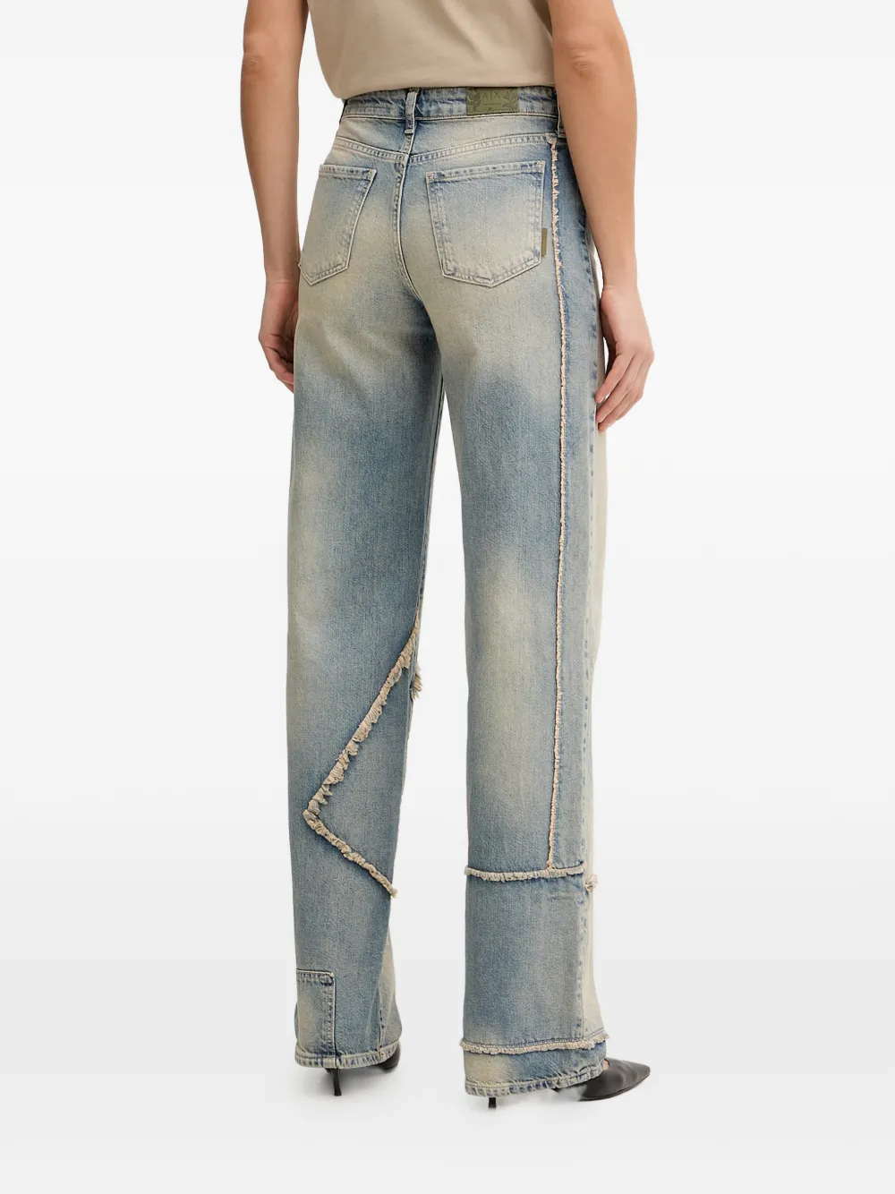 Armani Exchange Jeans met patchwork en franje Blauw