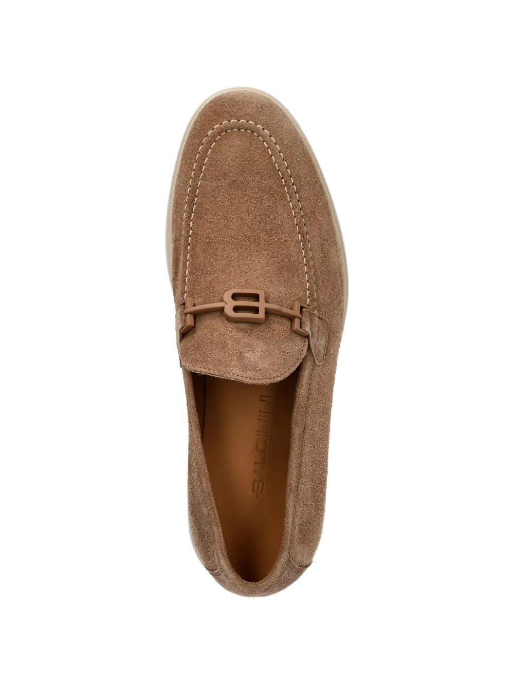 Baldinini Suède loafers met monogramplakkaat Bruin