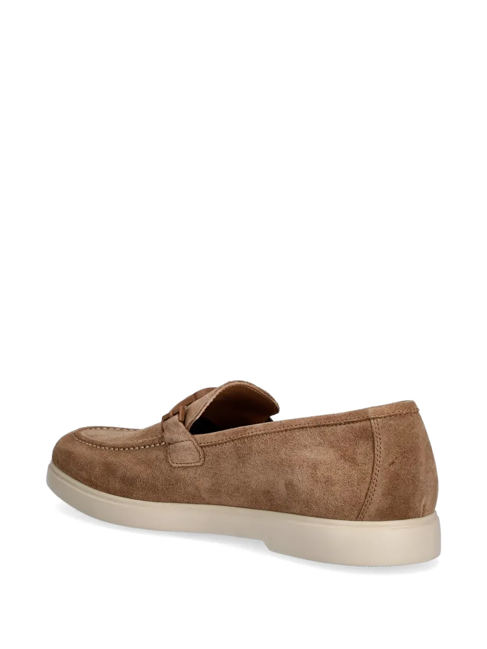 Baldinini Suède loafers met monogramplakkaat Bruin
