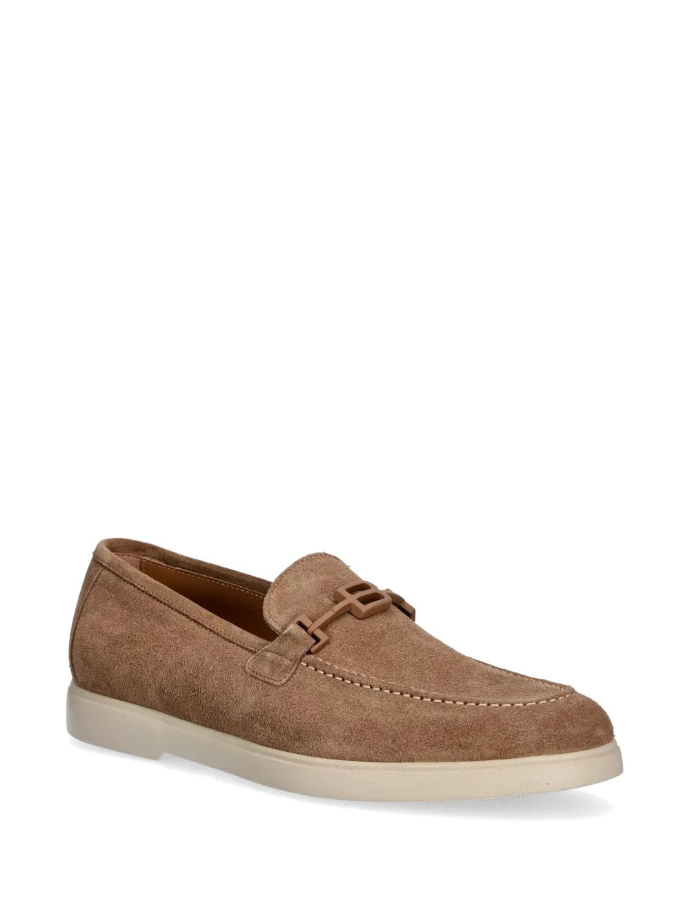 Baldinini Suède loafers met monogramplakkaat Bruin
