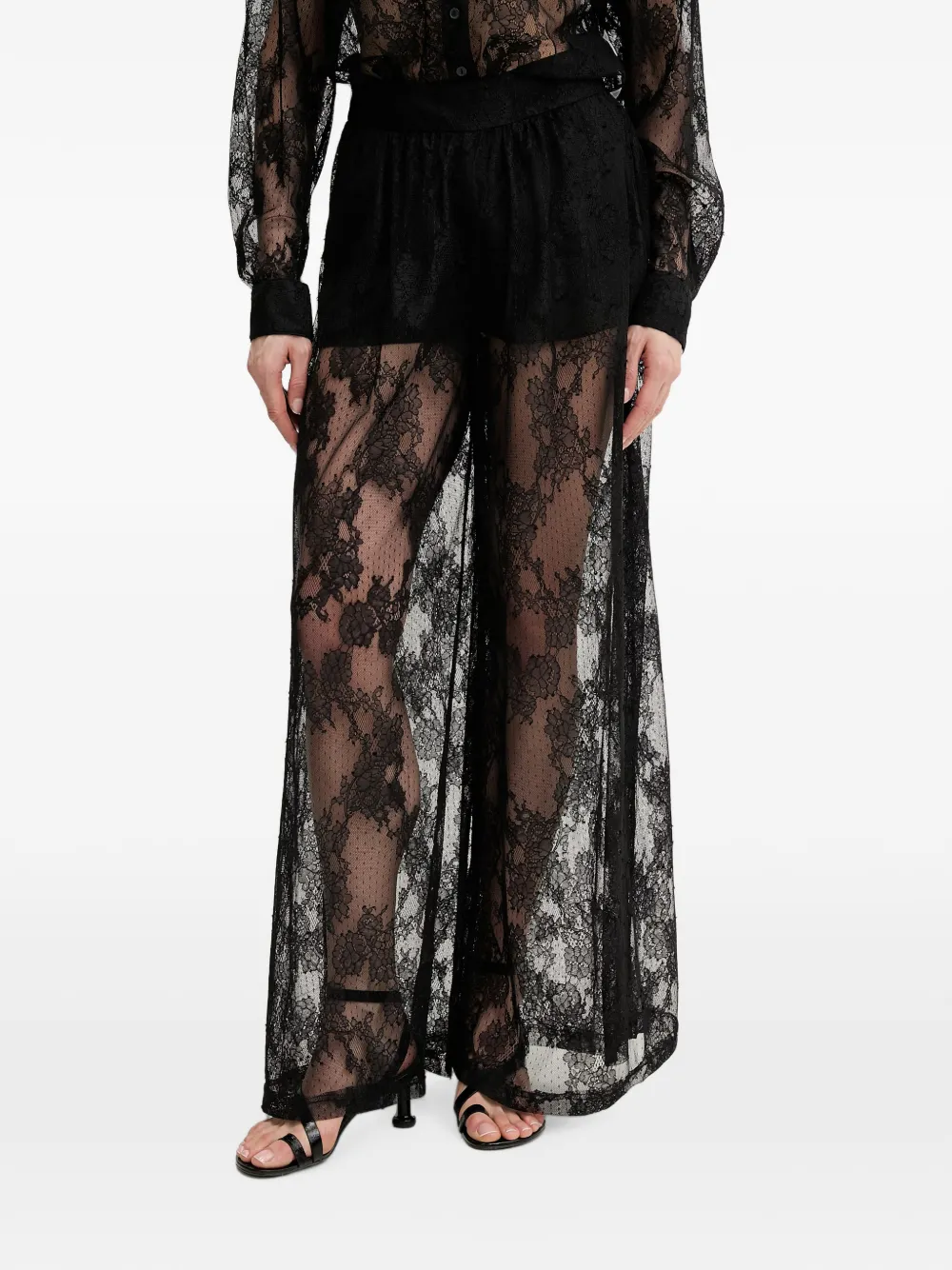 Bardot Hildie lace-panelled wide-leg trousers - Nero