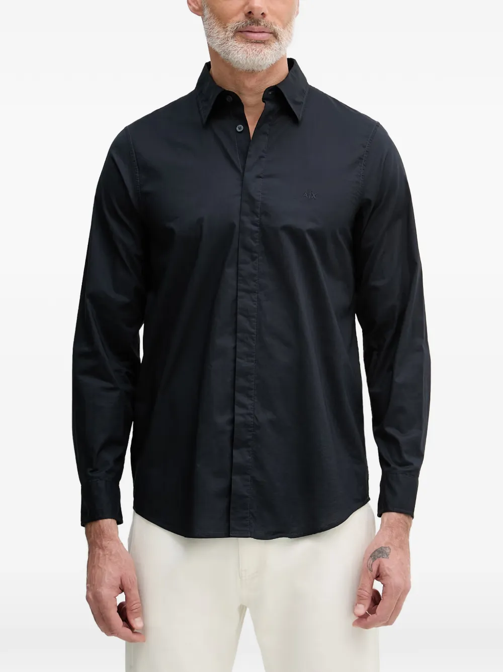 Armani Exchange logo-embroidered long-sleeved shirt - Nero